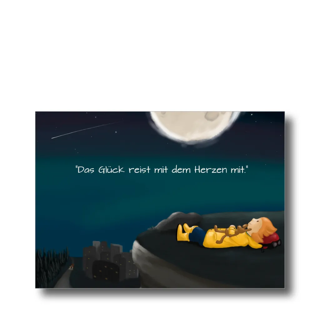 Postkarte „Das Glück reist mit“